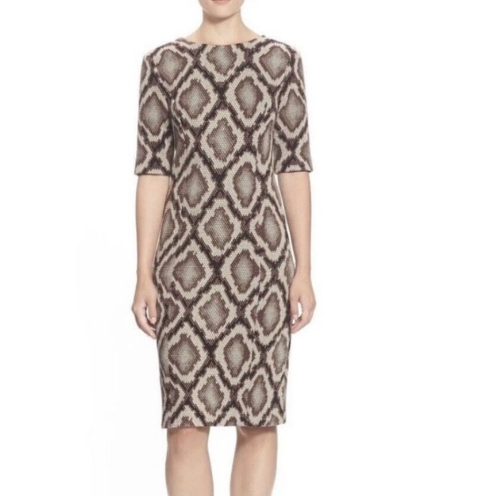 Pink Tartan Ombre Snake Animal Print Fitted Sheath Dress Size 8